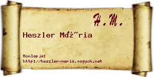 Heszler Mária névjegykártya